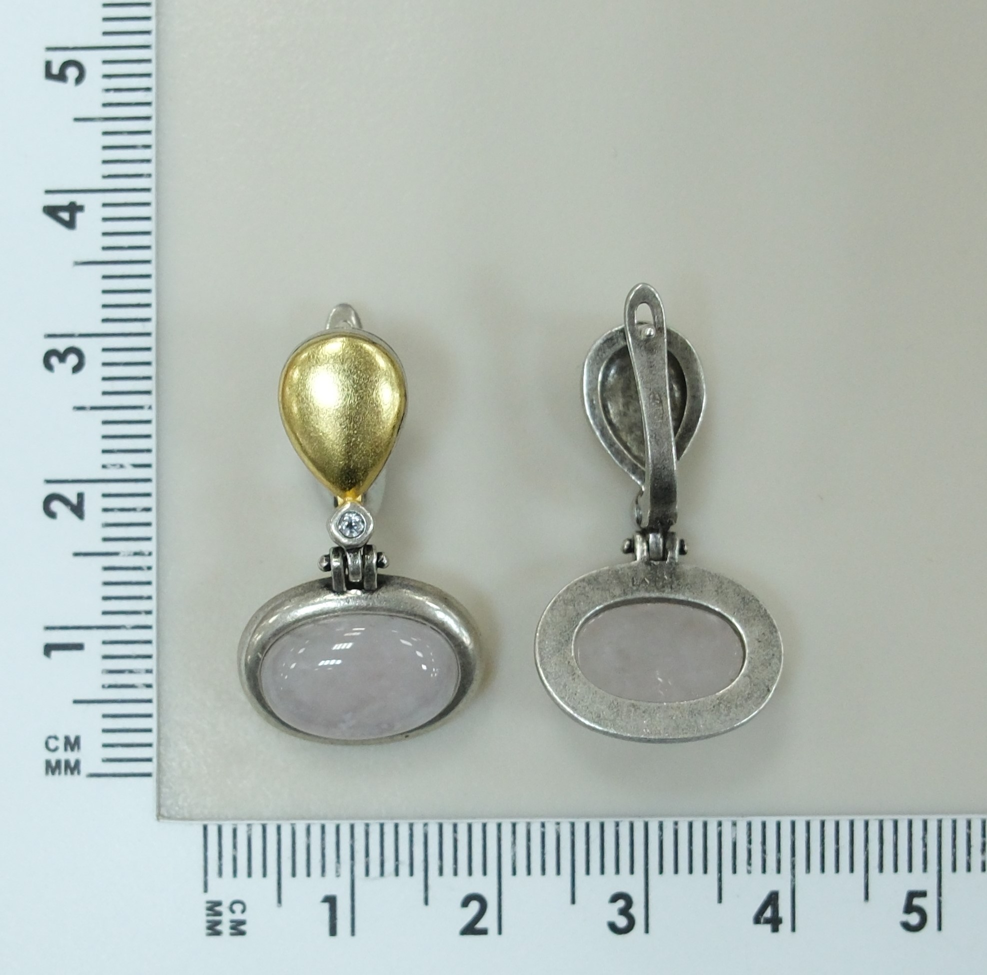 Серебряные серьги с розовым кварцем